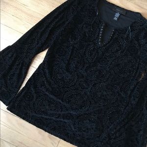 Black burnout velvet top
